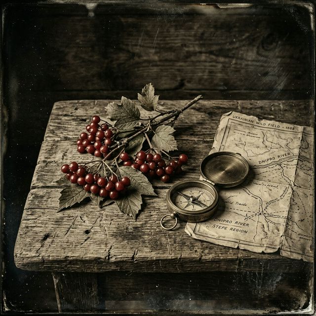 Red Viburnum and Antique Map